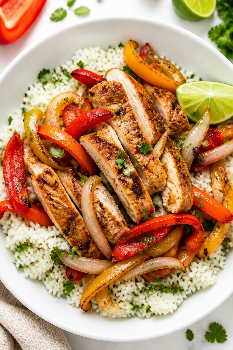 Sheet Pan Chicken Fajita Bowl with Cilantro Lime Rice Sheet Pan Chicken Fajita Bowl with Cilantro Lime Rice