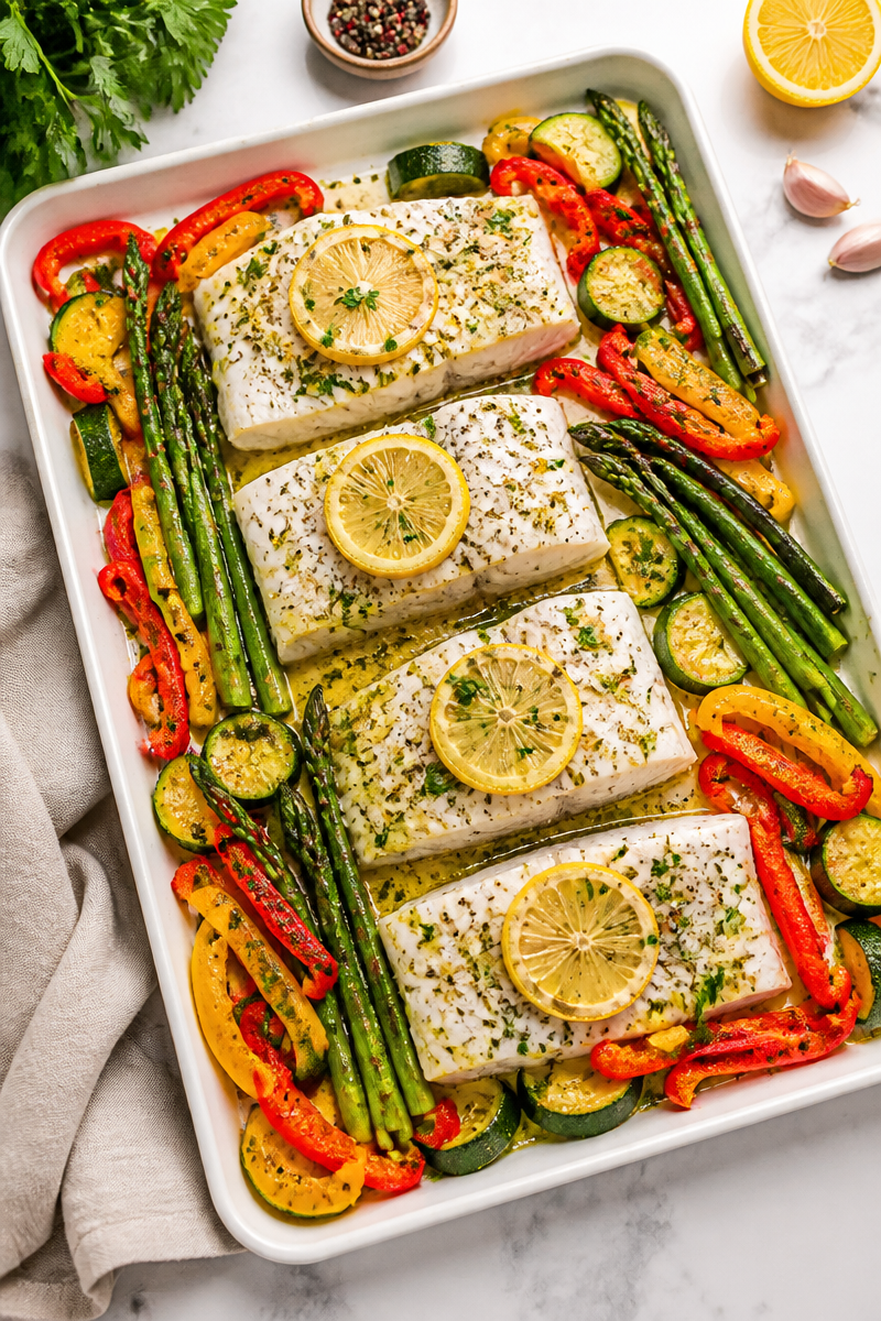 Sheet Pan Garlic Herb Halibut