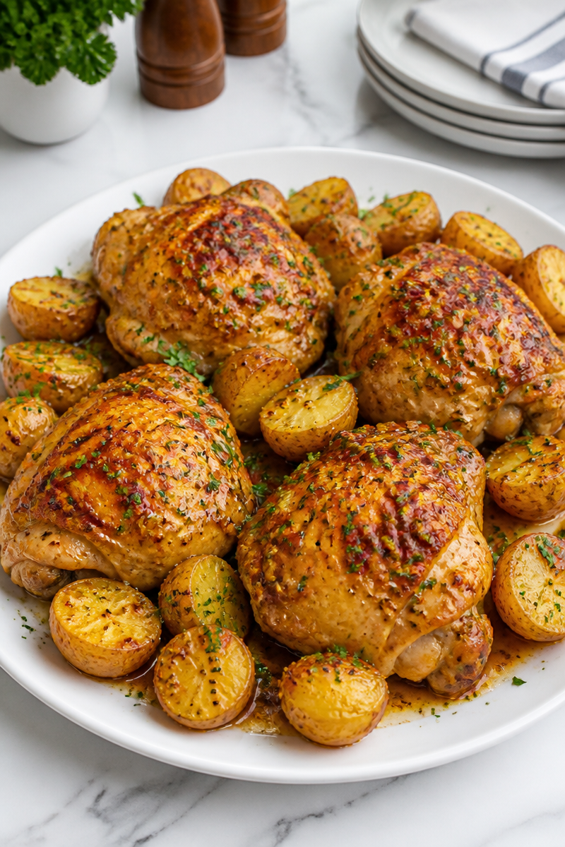Sheet Pan Honey Mustard Chicken And Potato Dinner Sheet Pan Honey Mustard Chicken And Potato Dinner