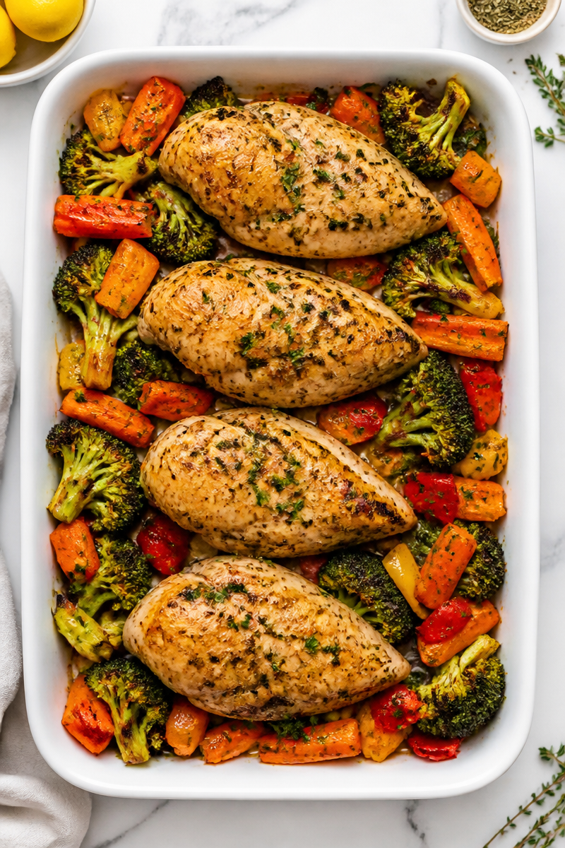 Sheet Pan Lemon Herb Chicken Meal Prep