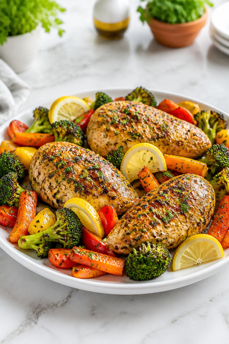 Sheet Pan Lemon Herb Chicken Meal Prep