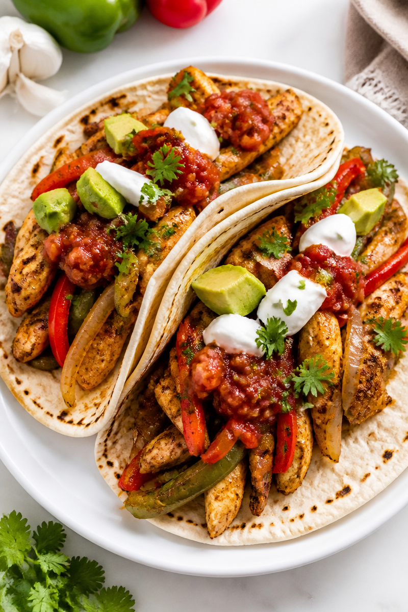 Sizzling Skillet Bell Pepper And Chicken Fajita