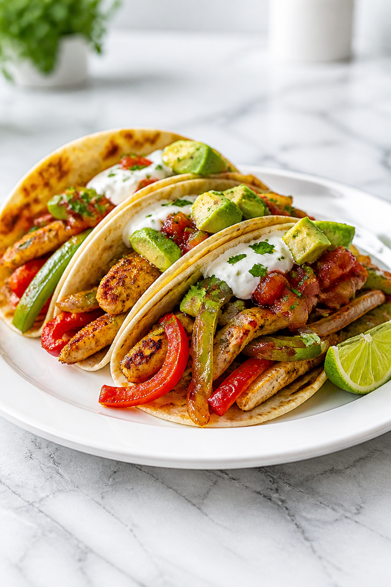 Sizzling Skillet Bell Pepper And Chicken Fajita
