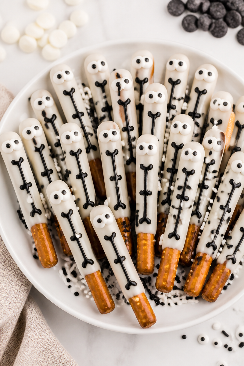 Skeleton Bone White Chocolate Dipped Pretzel Snack Skeleton Bone White Chocolate Dipped Pretzel Snack