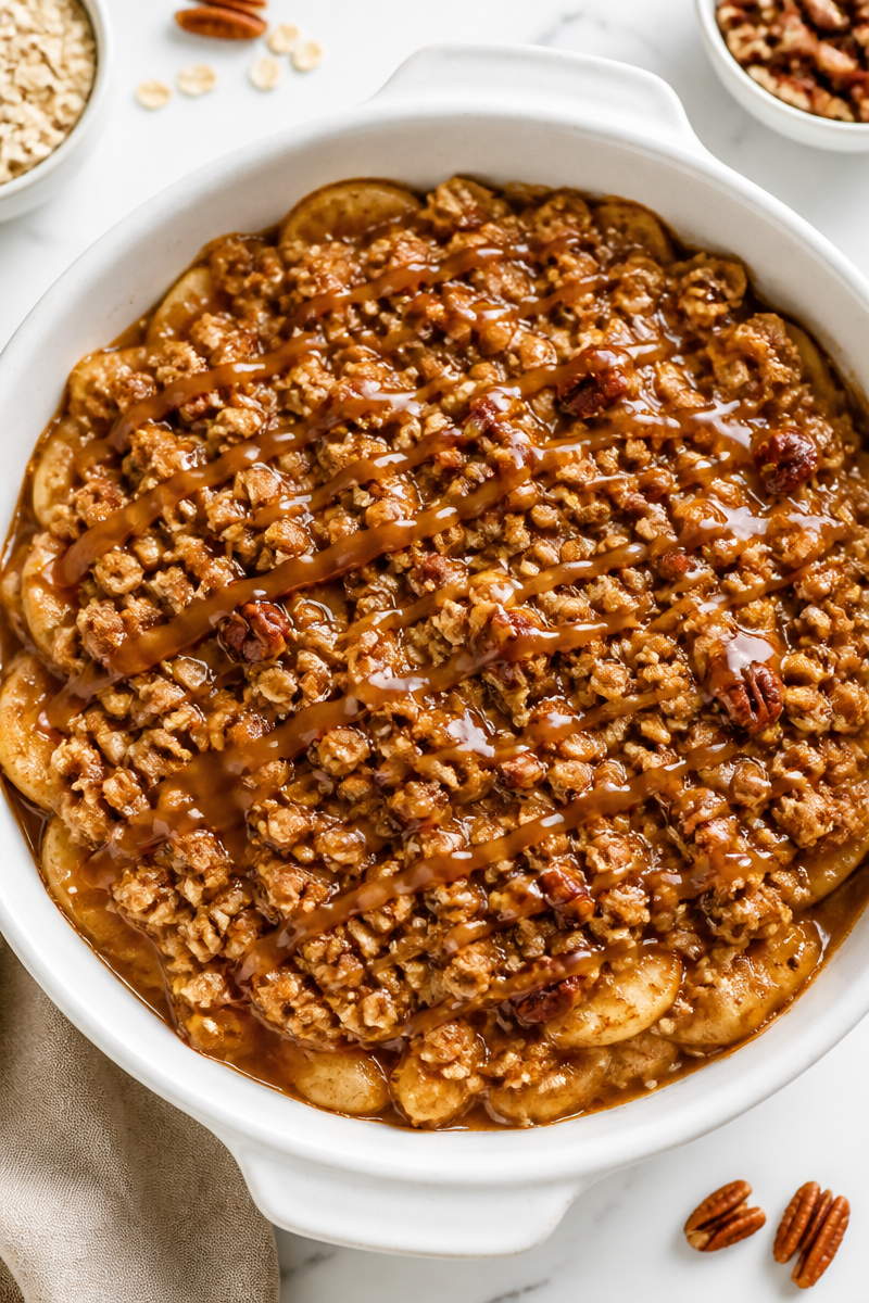 Skillet Baked Caramel Pecan Apple Crisp Recipe Skillet Baked Caramel Pecan Apple Crisp Recipe
