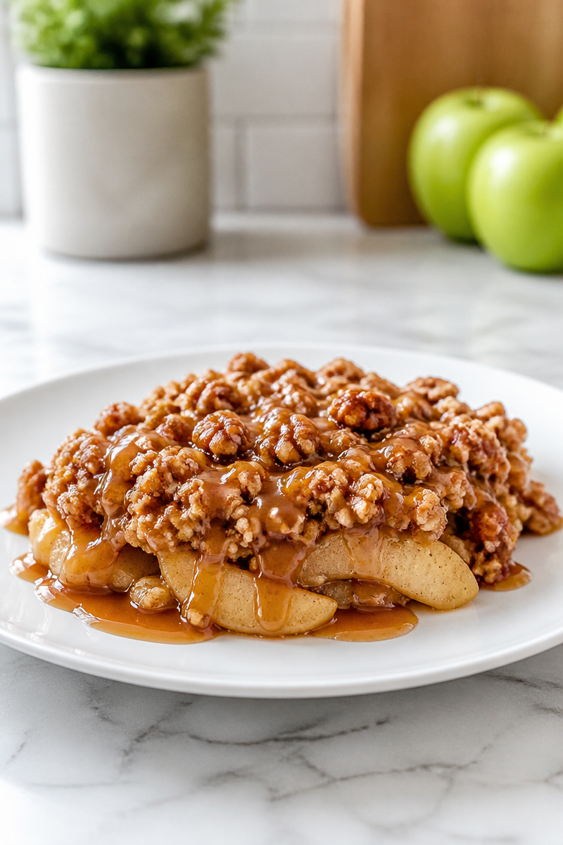 Skillet Baked Caramel Pecan Apple Crisp Recipe Skillet Baked Caramel Pecan Apple Crisp Recipe