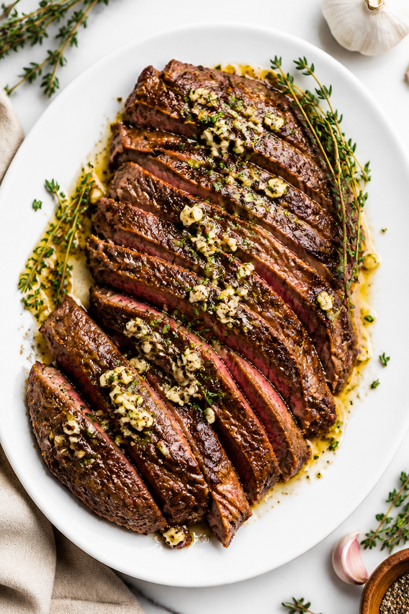 Skillet Seared Garlic Butter Flank Steak Recipe Skillet Seared Garlic Butter Flank Steak Recipe