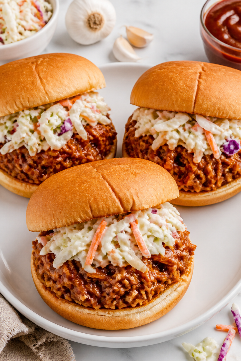 Slow Cooker BBQ Pulled Chicken Slaw Sandwich Slow Cooker BBQ Pulled Chicken Slaw Sandwich