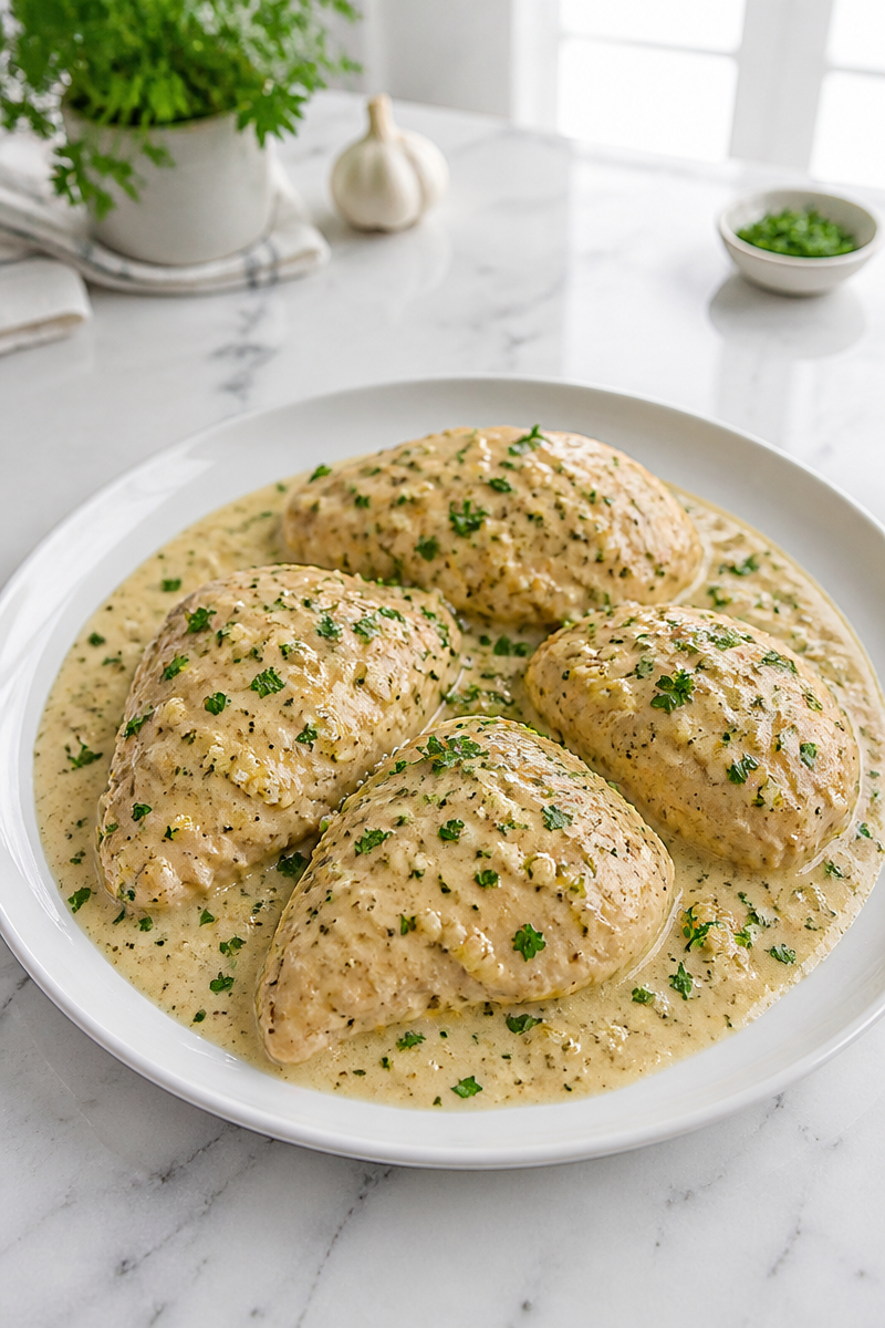 Slow Cooker Creamy Garlic Crockpot Chicken Recipe