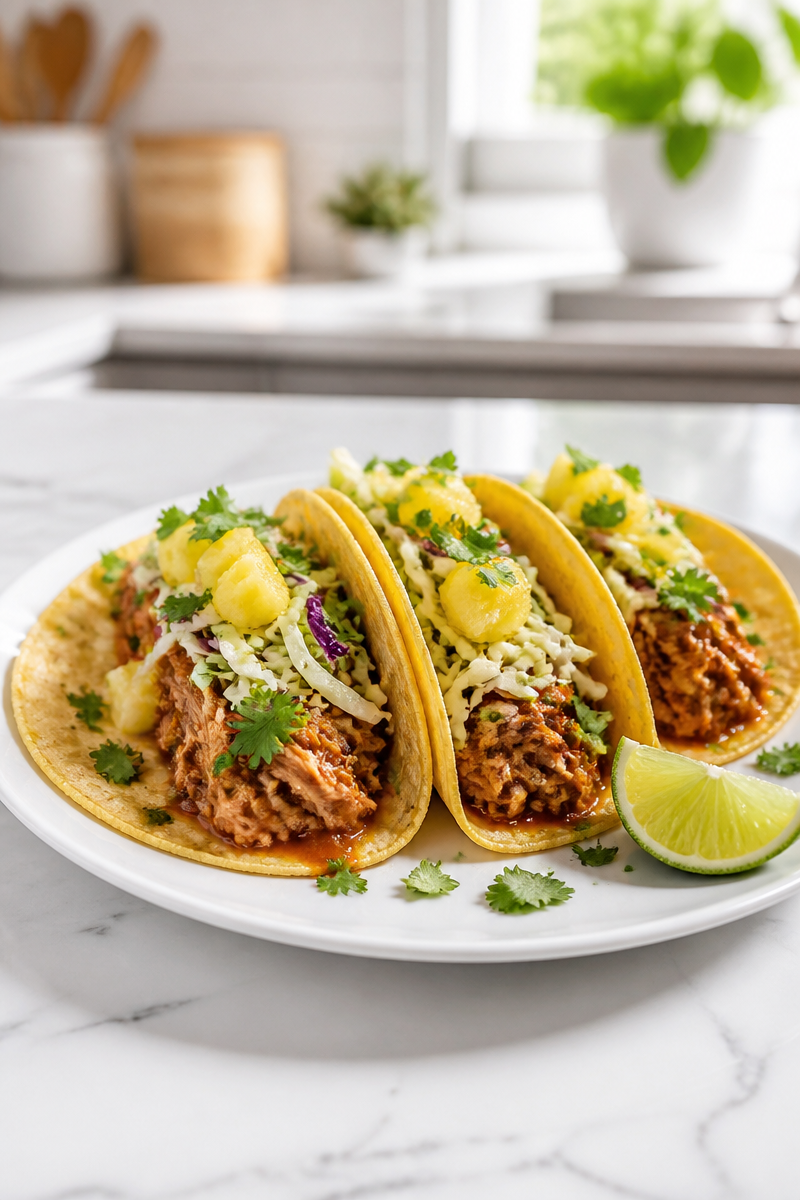 Slow Cooker Pulled Pork Tacos with Pineapple Slaw Slow Cooker Pulled Pork Tacos with Pineapple Slaw
