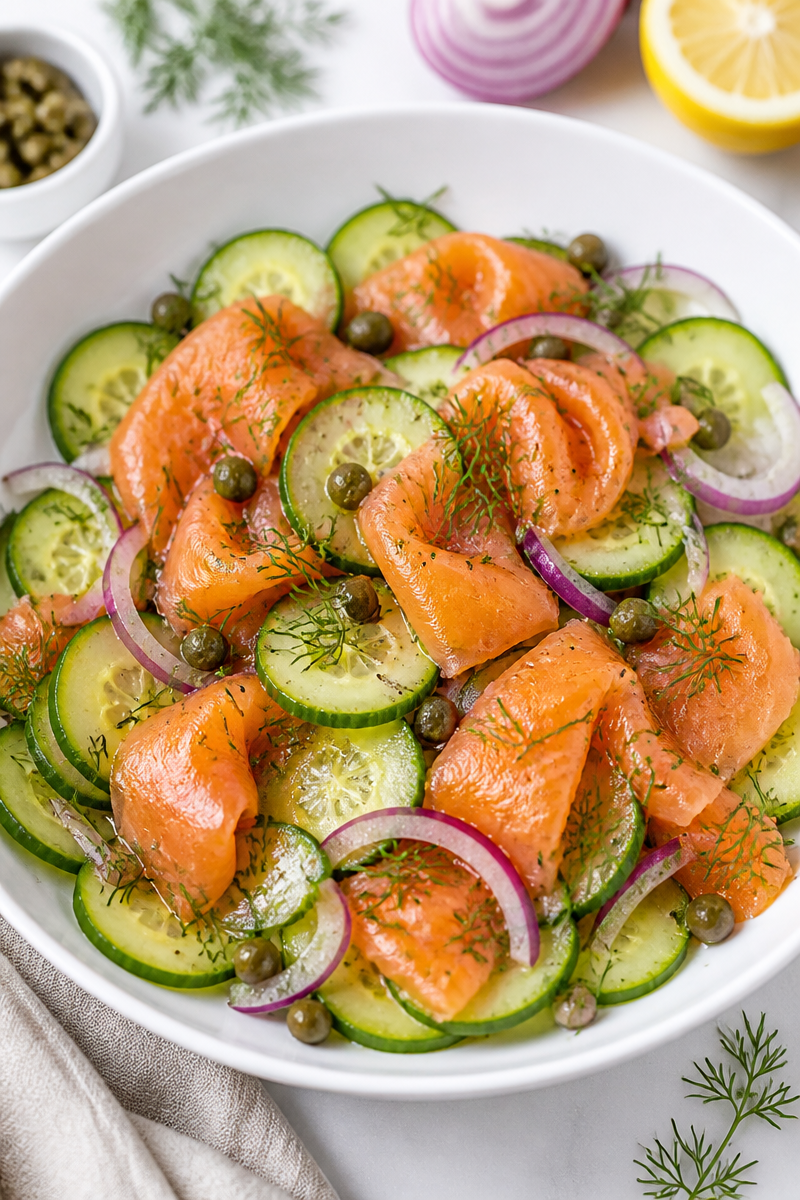 Smoked Salmon and Cucumber Salad with Capers Smoked Salmon and Cucumber Salad with Capers