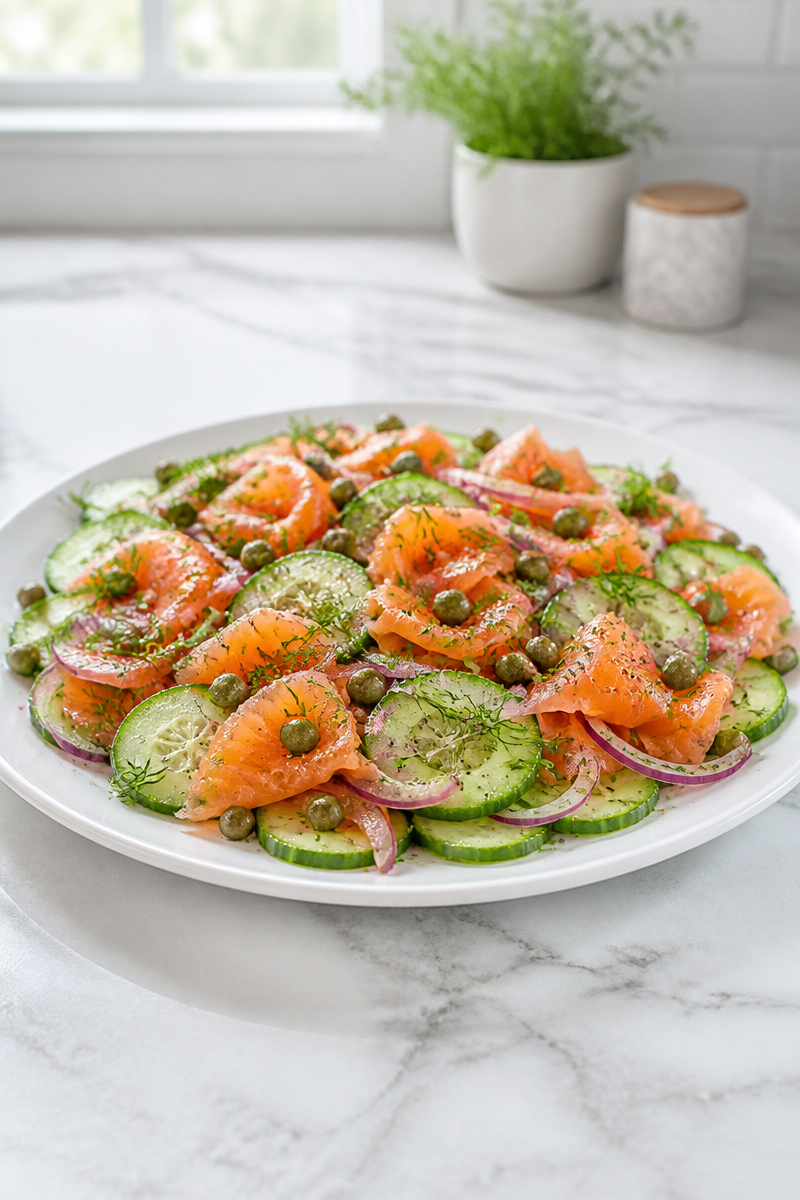 Smoked Salmon and Cucumber Salad with Capers Smoked Salmon and Cucumber Salad with Capers