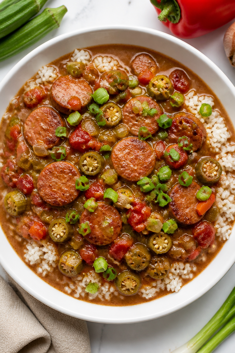Smoky Turkey Sausage And Okra Gumbo Recipe