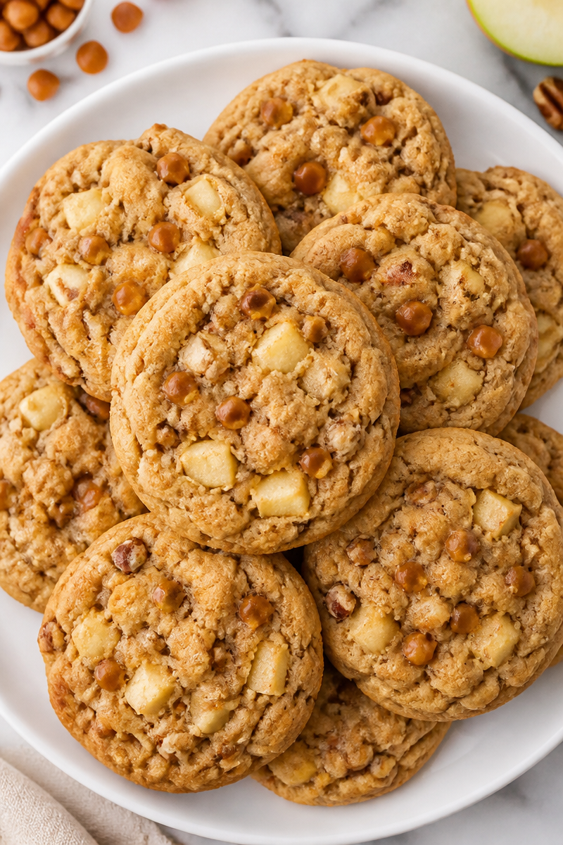 Soft And Chewy Caramel Apple Halloween Cookie