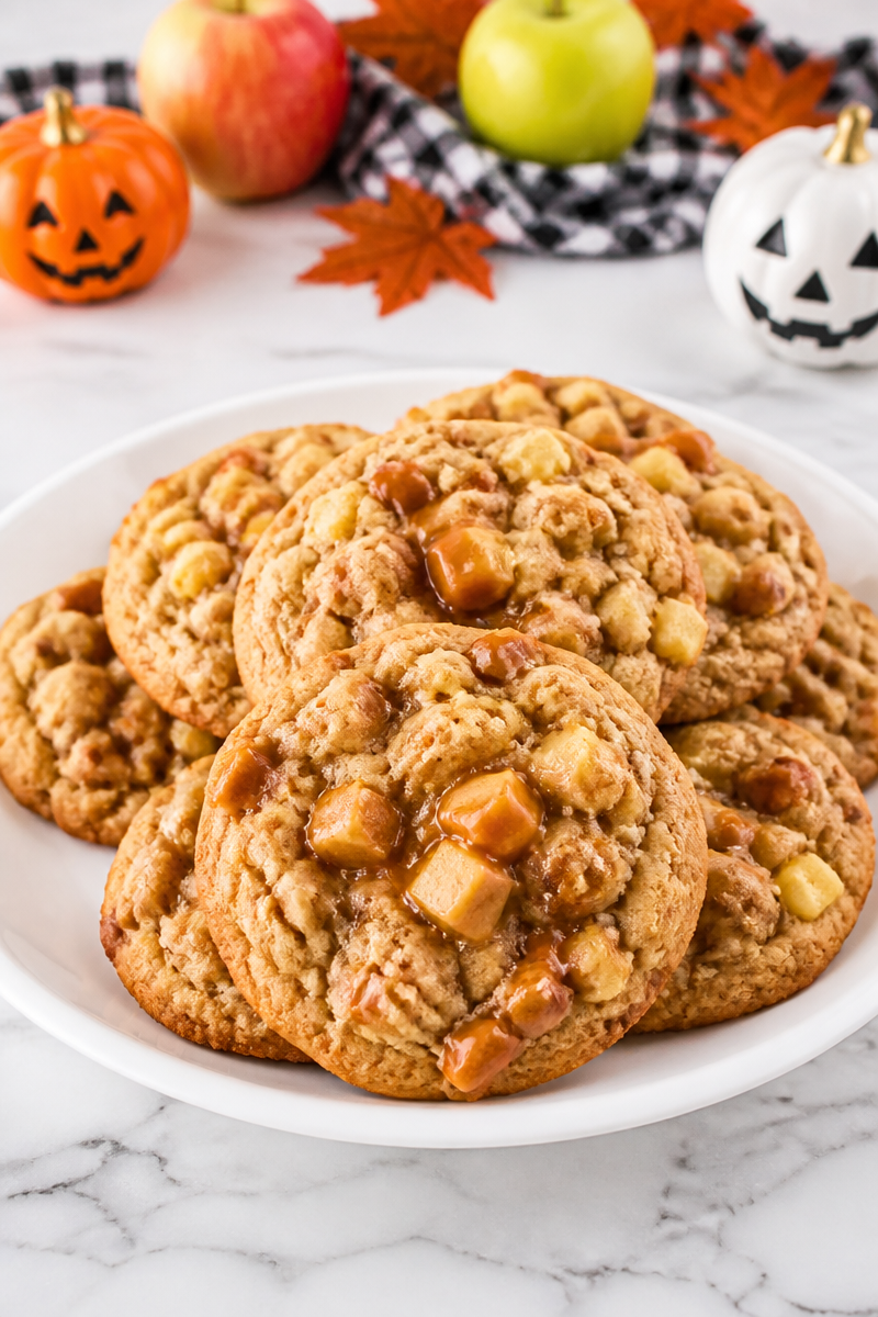 Soft And Chewy Caramel Apple Halloween Cookie