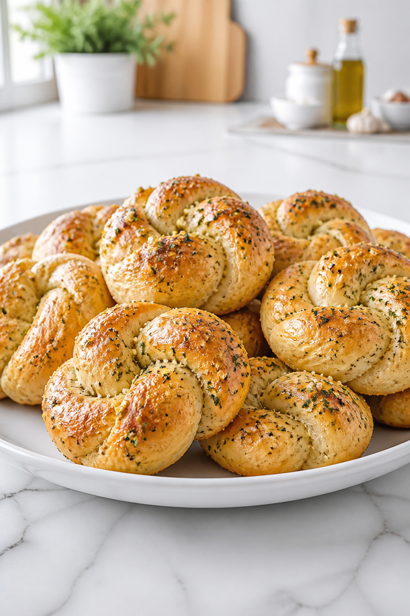 Soft Baked Garlic And Herb Butter Knot