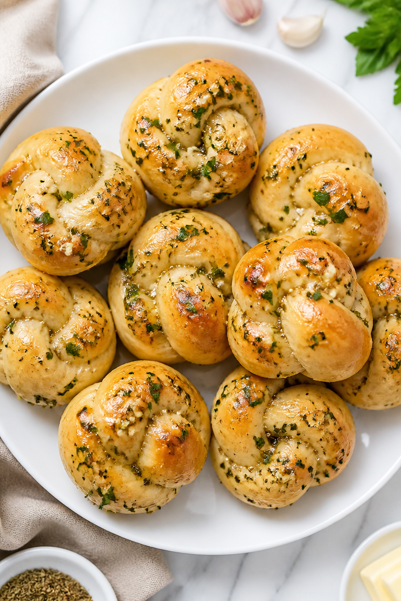 Soft Baked Garlic And Herb Butter Knot