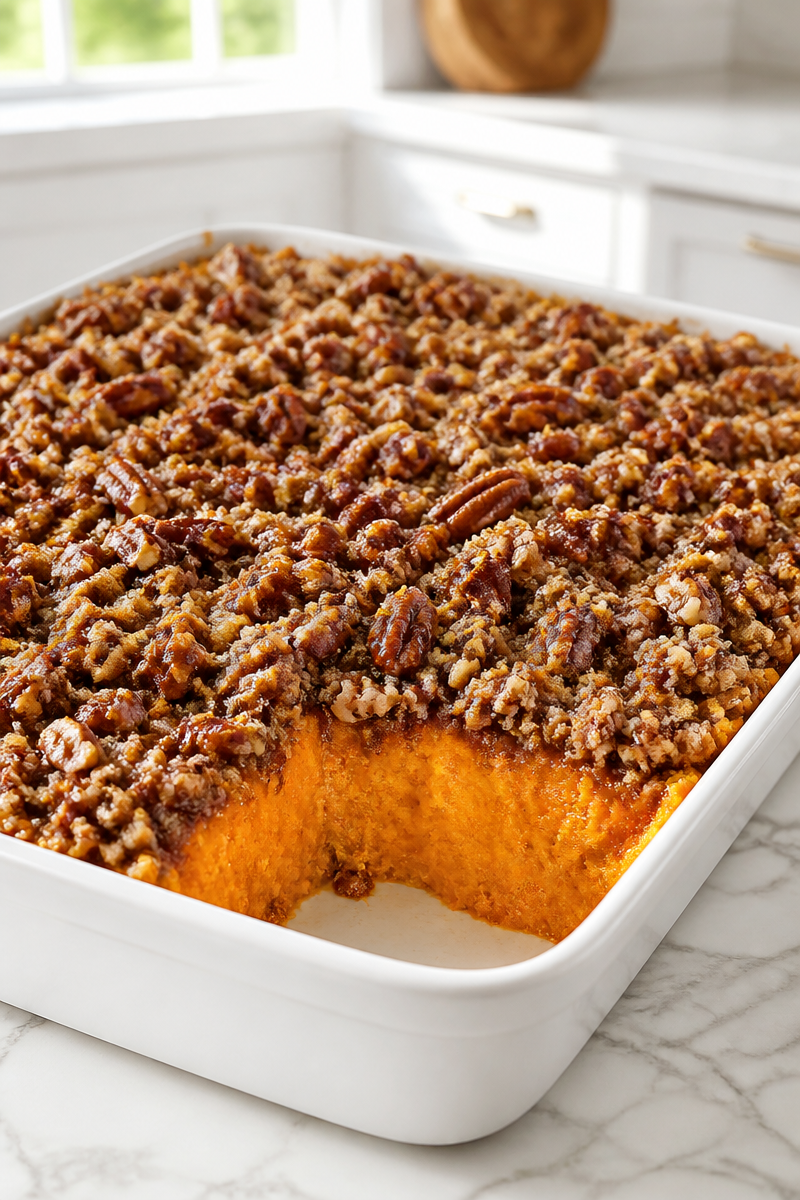 Southern Style Sweet Potato Casserole with Pecans