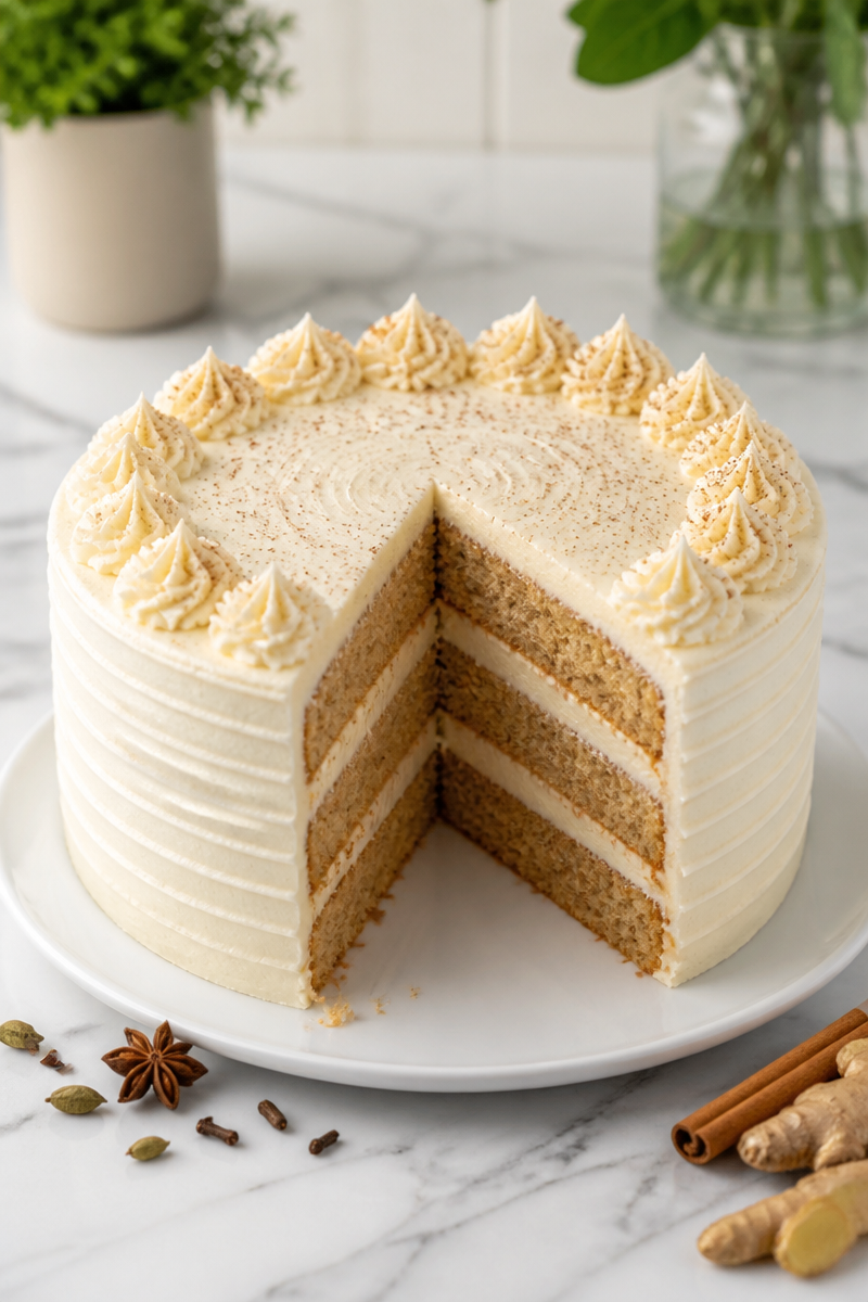 Spiced Chai And Vanilla Buttercream Layer Cake Spiced Chai And Vanilla Buttercream Layer Cake