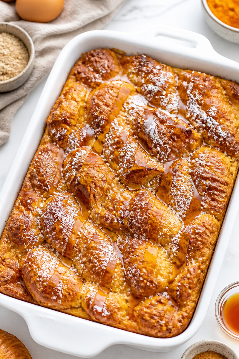 Spiced Pumpkin Croissant French Toast Bake Spiced Pumpkin Croissant French Toast Bake