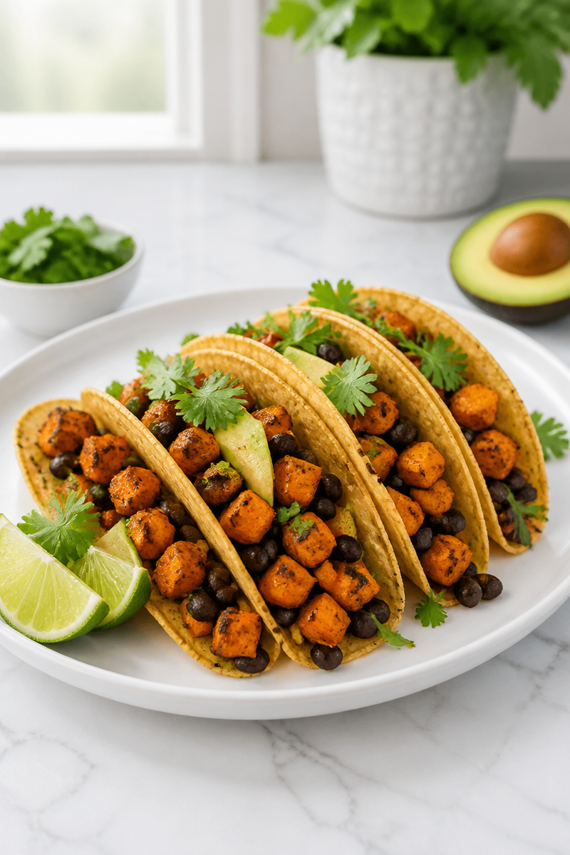 Spiced Sweet Potato And Black Bean Taco Dinner