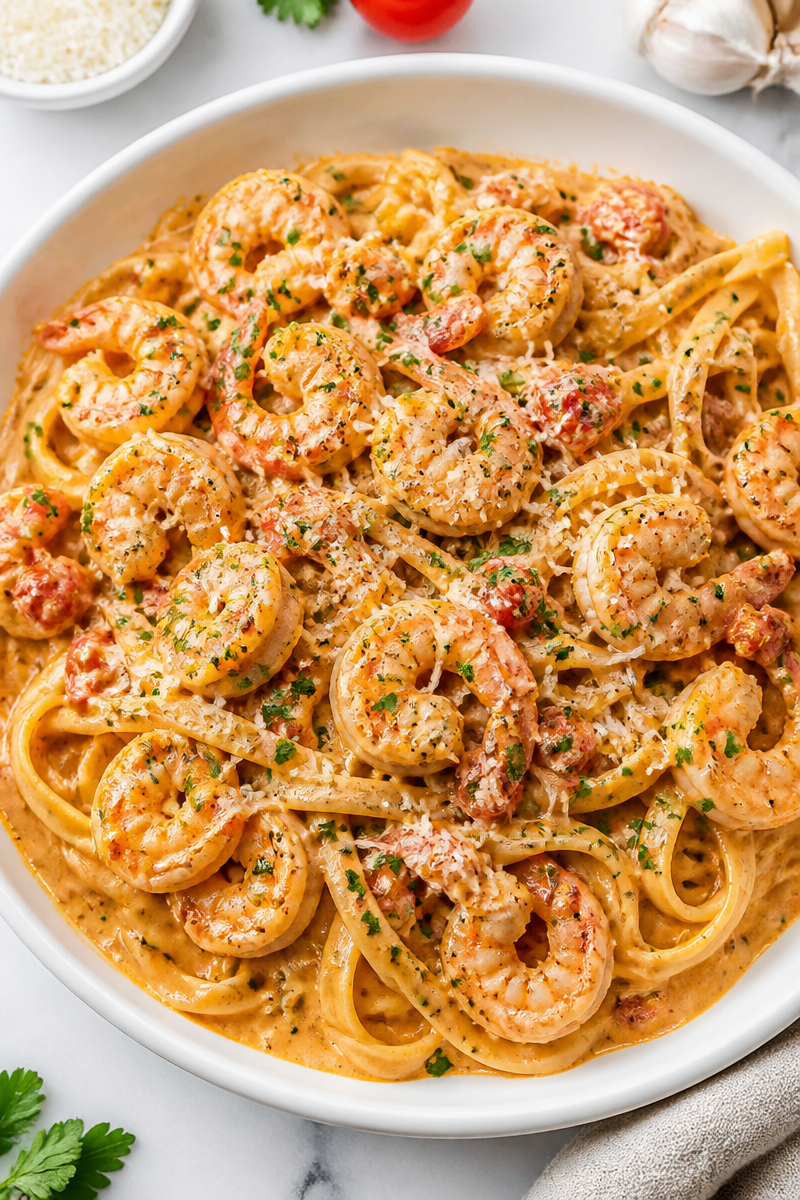 Spicy Cajun Tomato Cream Shrimp Pasta Recipe Spicy Cajun Tomato Cream Shrimp Pasta Recipe