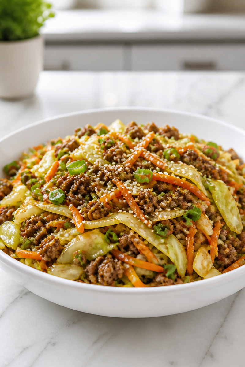 Spicy Ground Beef And Cabbage Egg Roll In A Bowl Spicy Ground Beef And Cabbage Egg Roll In A Bowl