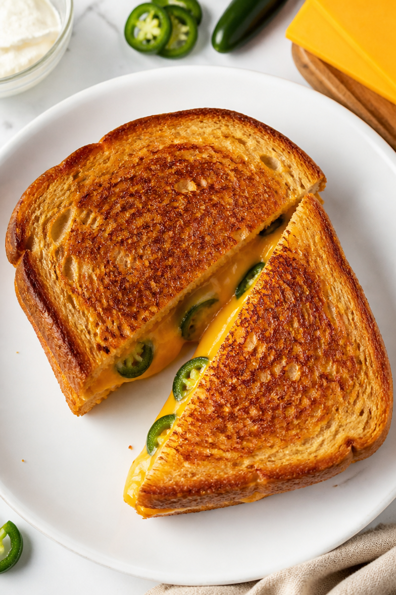 Spicy Jalapeno Popper And Cheddar Grilled Cheese