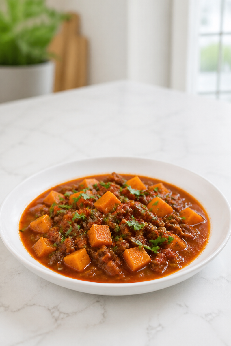 Spicy Minced Beef and Sweet Potato Puchero Soup