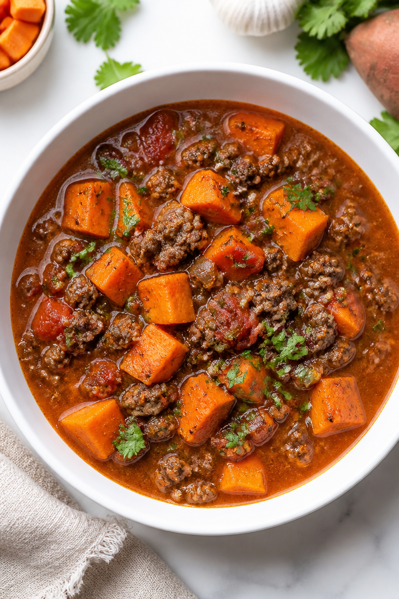 Spicy Minced Beef and Sweet Potato Puchero Soup