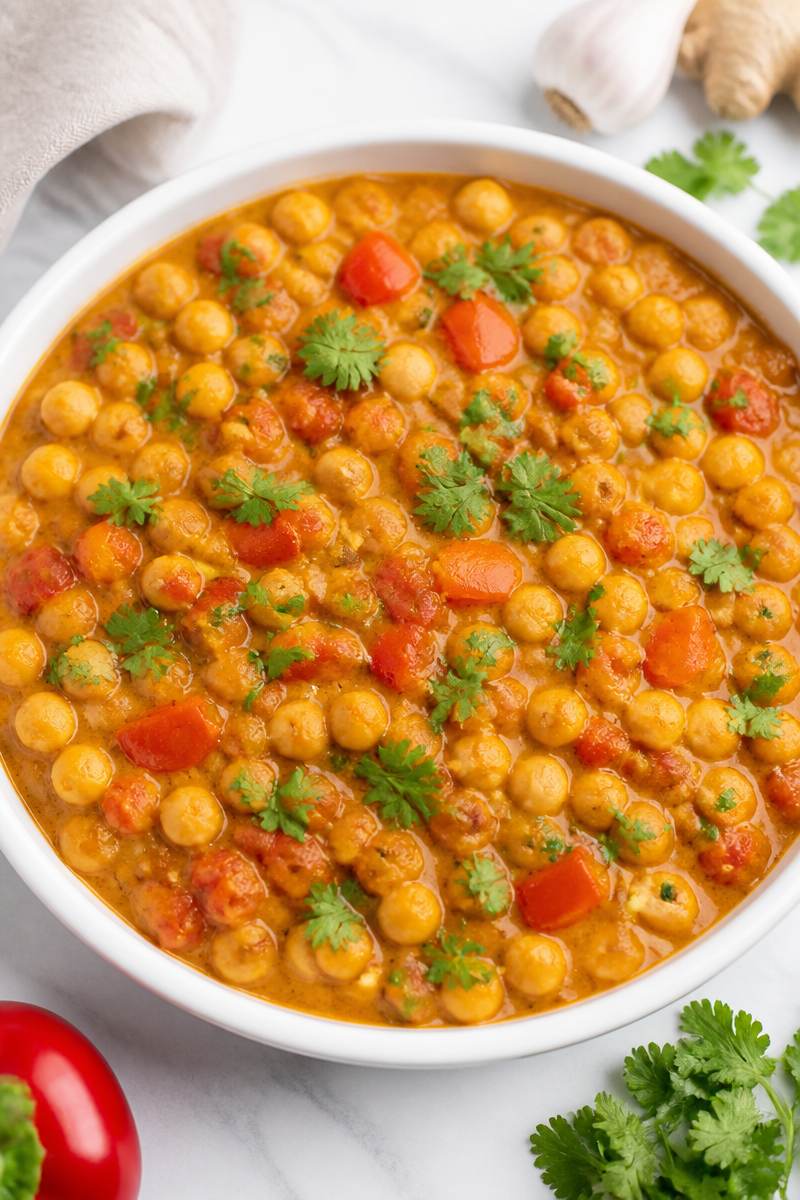Spicy Vegetarian Chickpea Curry Indian Food