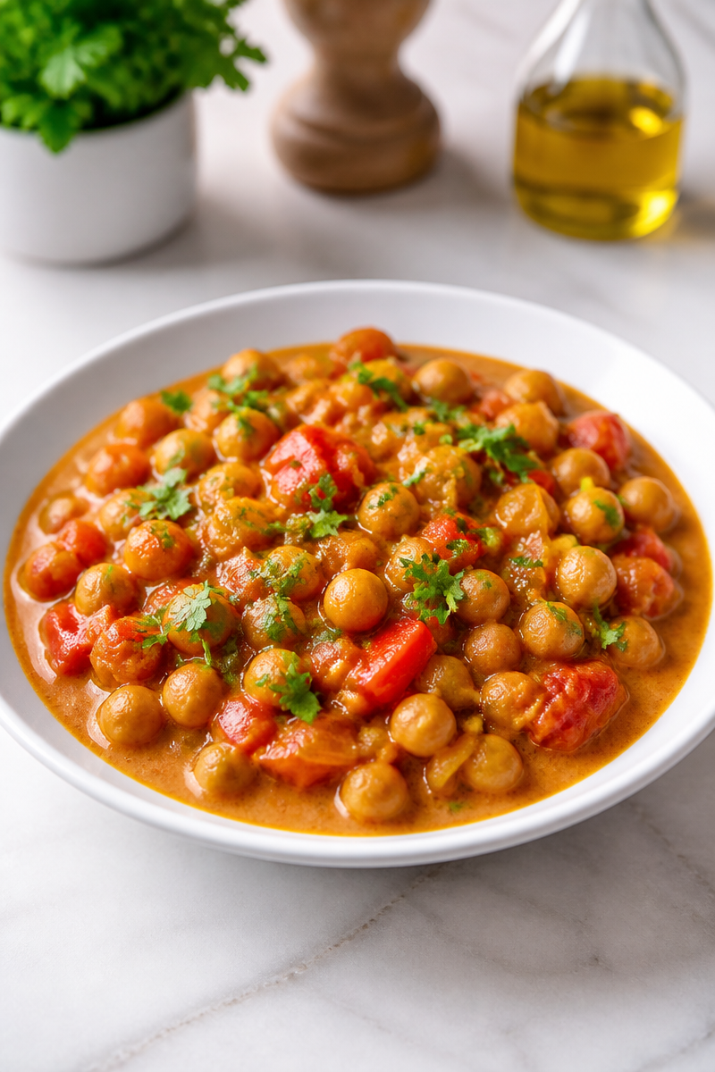 Spicy Vegetarian Chickpea Curry Indian Food
