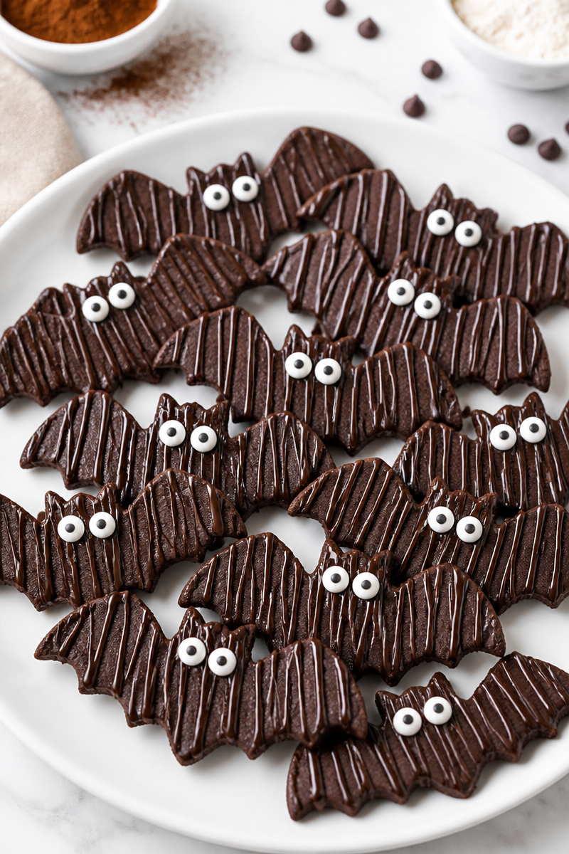 Spooky Bat Shaped Dark Chocolate Cookie Spooky Bat Shaped Dark Chocolate Cookie