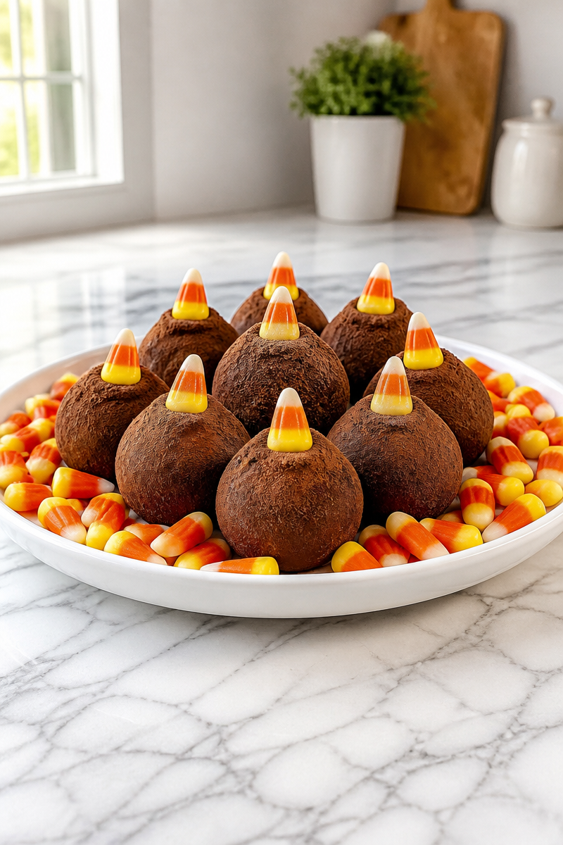 Spooky Dark Chocolate Candy Corn Truffle Dessert Spooky Dark Chocolate Candy Corn Truffle Dessert
