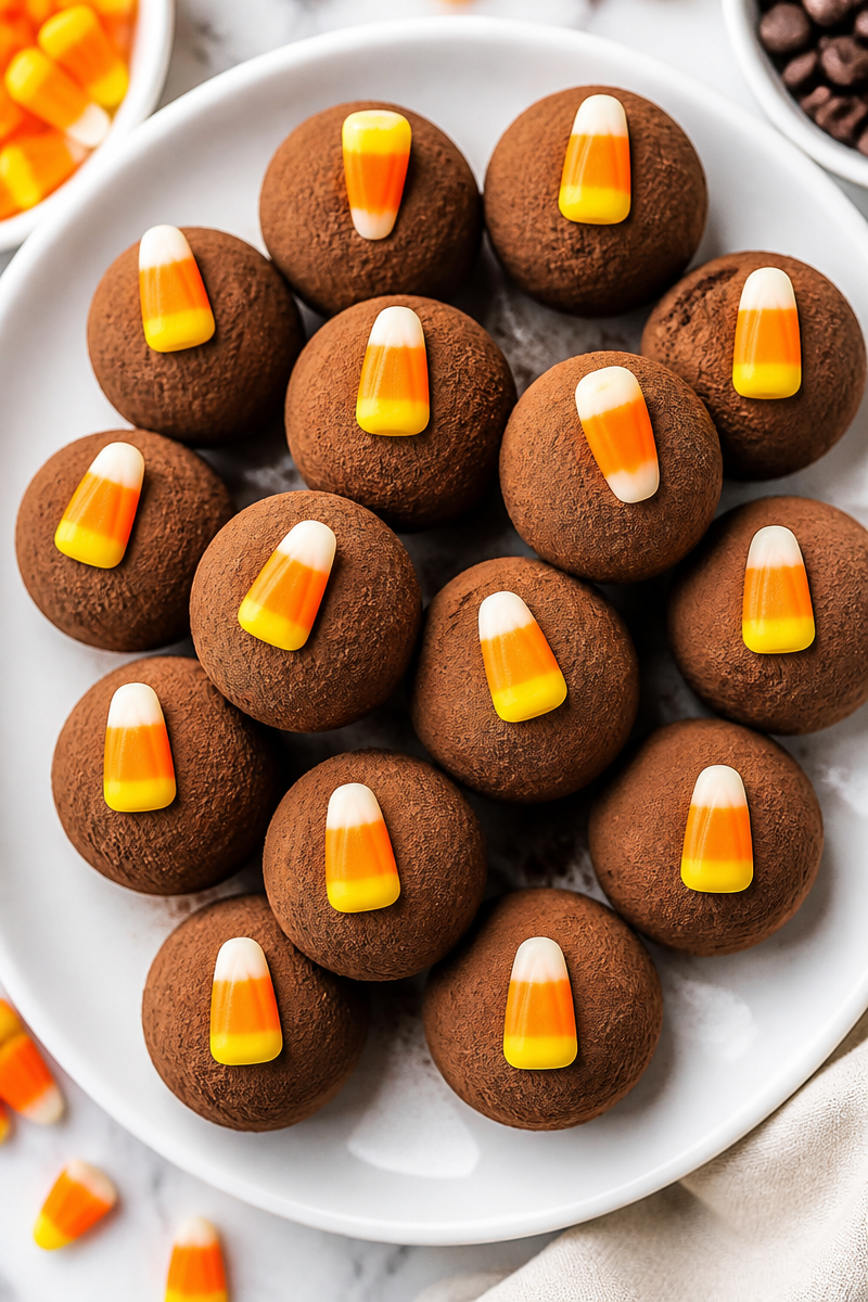 Spooky Dark Chocolate Candy Corn Truffle Dessert Spooky Dark Chocolate Candy Corn Truffle Dessert
