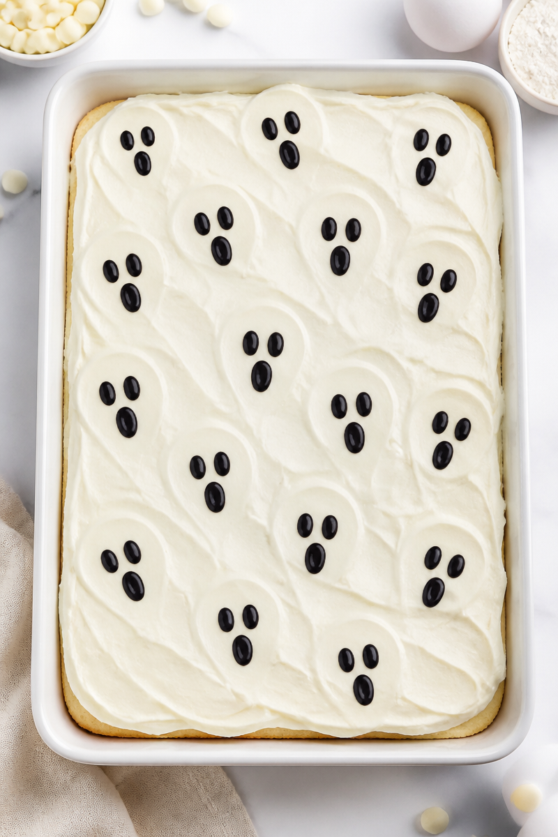 Spooky Ghost White Chocolate Sheet Cake