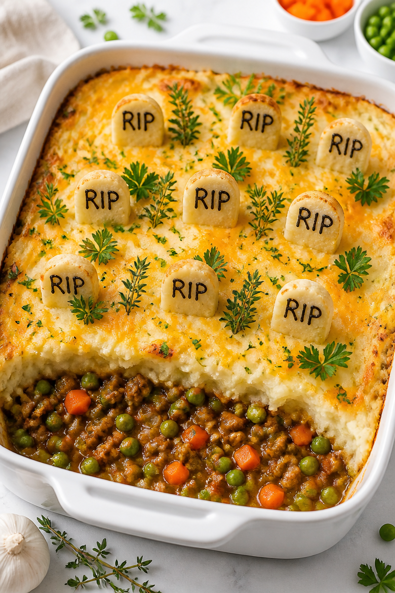 Spooky Graveyard Ground Beef Shepherds Pie Dinner Spooky Graveyard Ground Beef Shepherds Pie Dinner