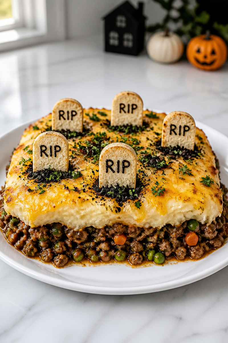 Spooky Graveyard Ground Beef Shepherds Pie Dinner Spooky Graveyard Ground Beef Shepherds Pie Dinner