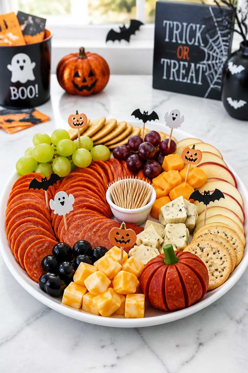 Spooky Halal Turkey Pepperoni Halloween Charcuterie Board