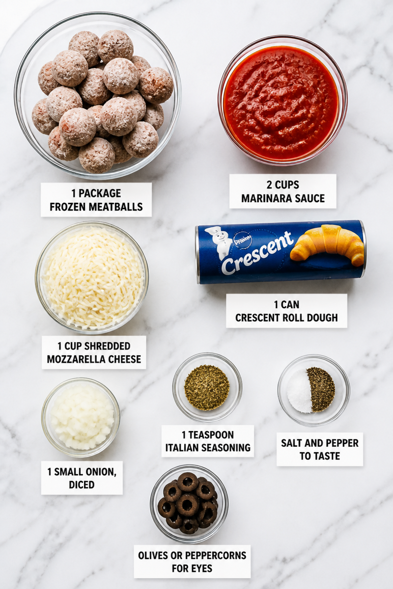 Spooky Mummy Meatball Casserole Bake Spooky Mummy Meatball Casserole Bake