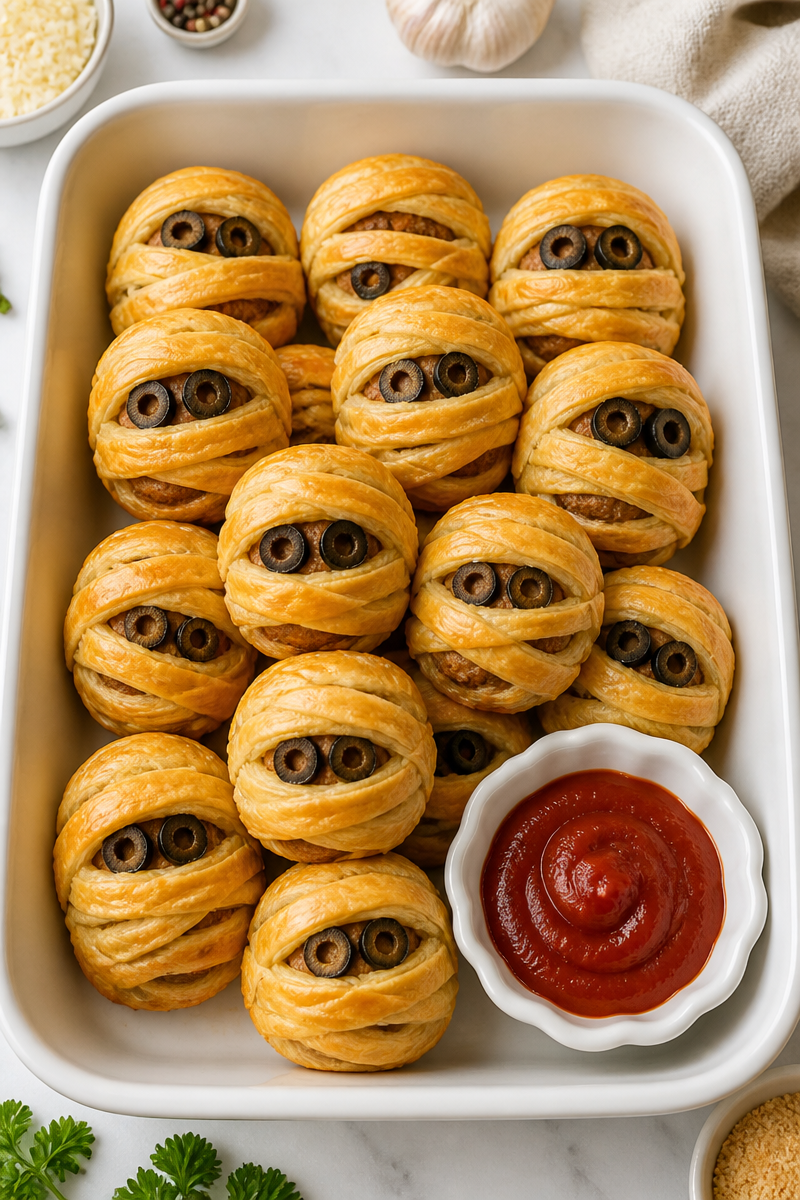 Spooky Mummy Wrapped Meatball Halloween Dinner Spooky Mummy Wrapped Meatball Halloween Dinner