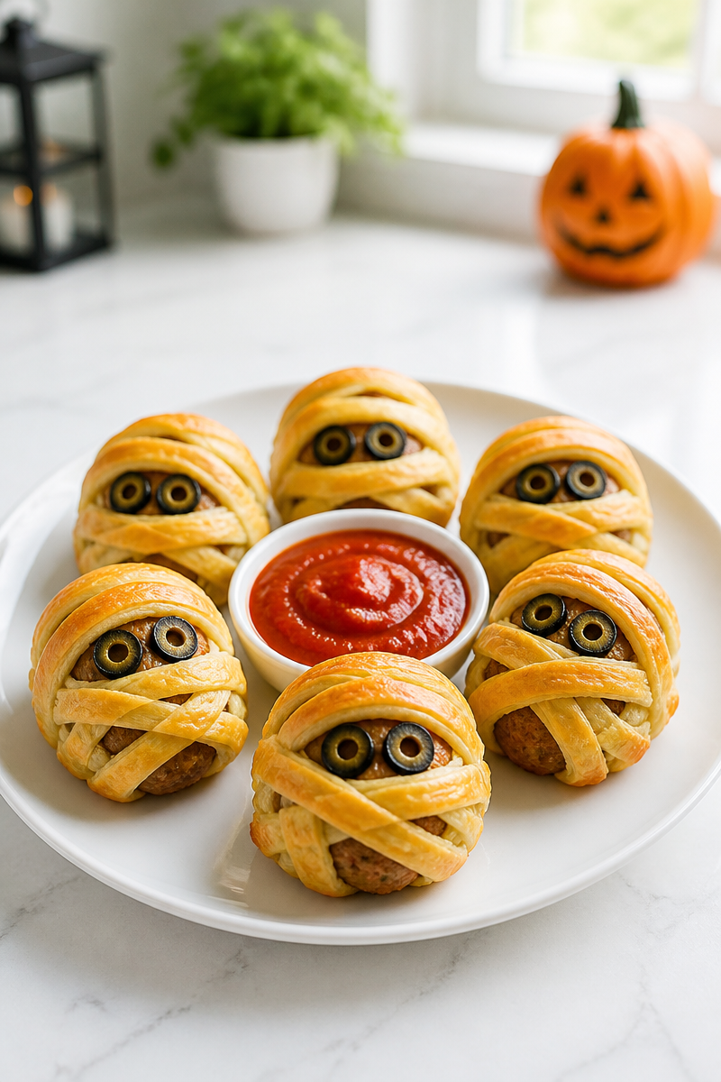 Spooky Mummy Wrapped Meatball Halloween Dinner Spooky Mummy Wrapped Meatball Halloween Dinner