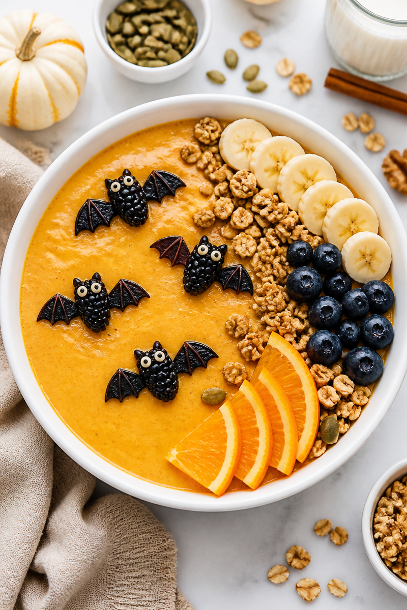 Spooky Pumpkin Bat Smoothie Bowl Spooky Pumpkin Bat Smoothie Bowl