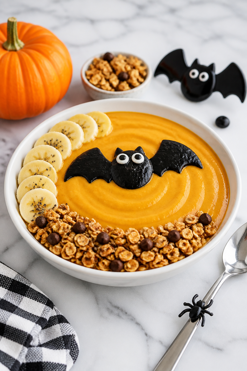 Spooky Pumpkin Bat Smoothie Bowl Spooky Pumpkin Bat Smoothie Bowl
