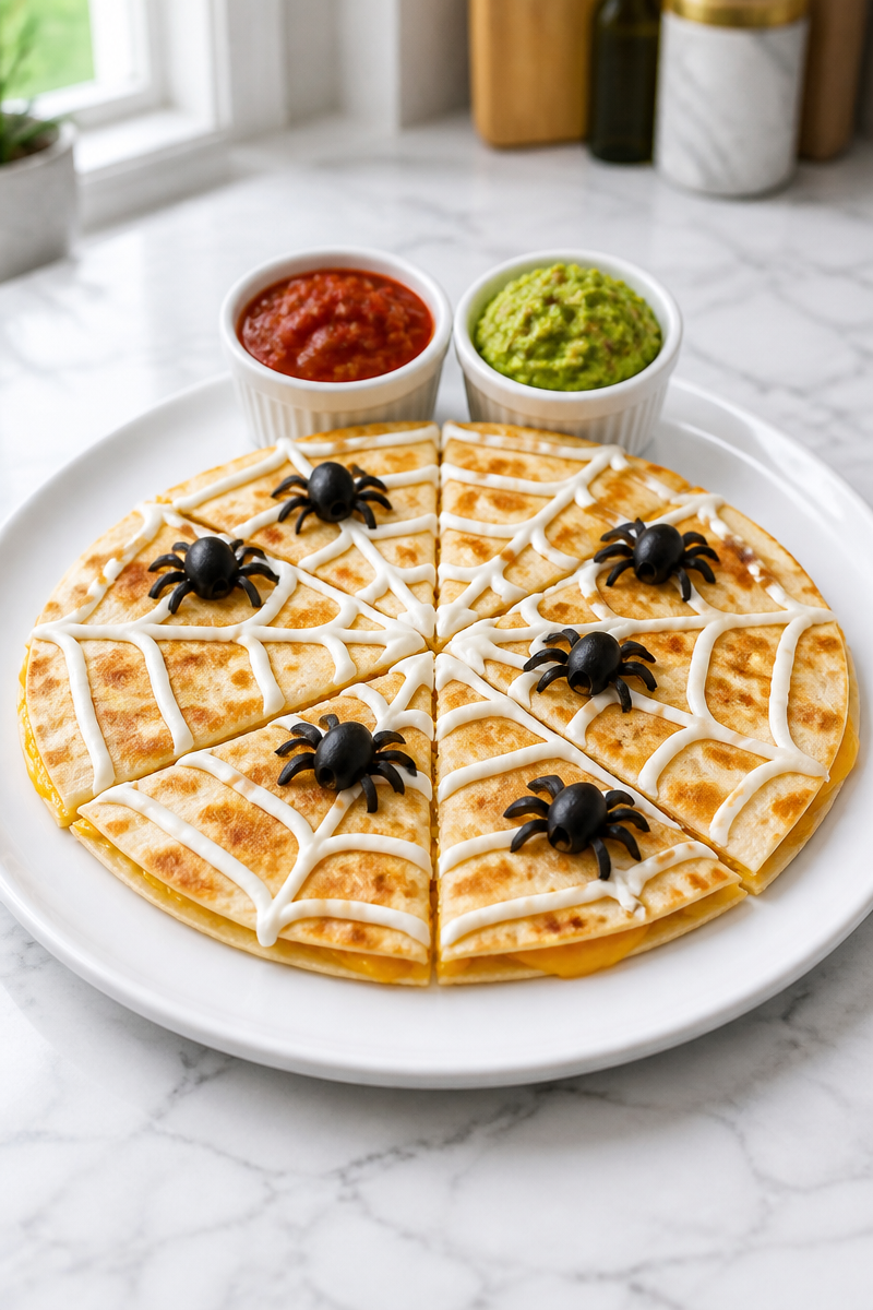 Spooky Spider Web Cheese Quesadilla Spooky Spider Web Cheese Quesadilla