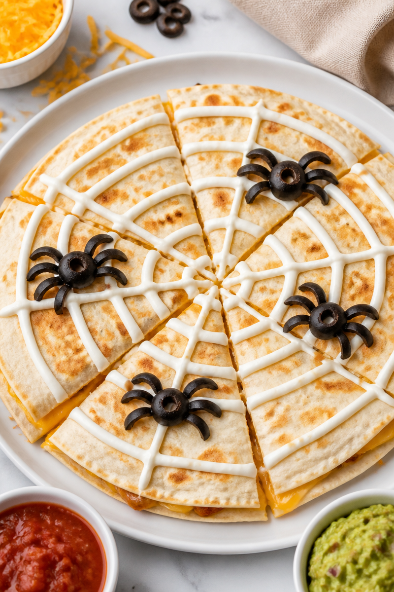Spooky Spider Web Cheese Quesadilla Spooky Spider Web Cheese Quesadilla