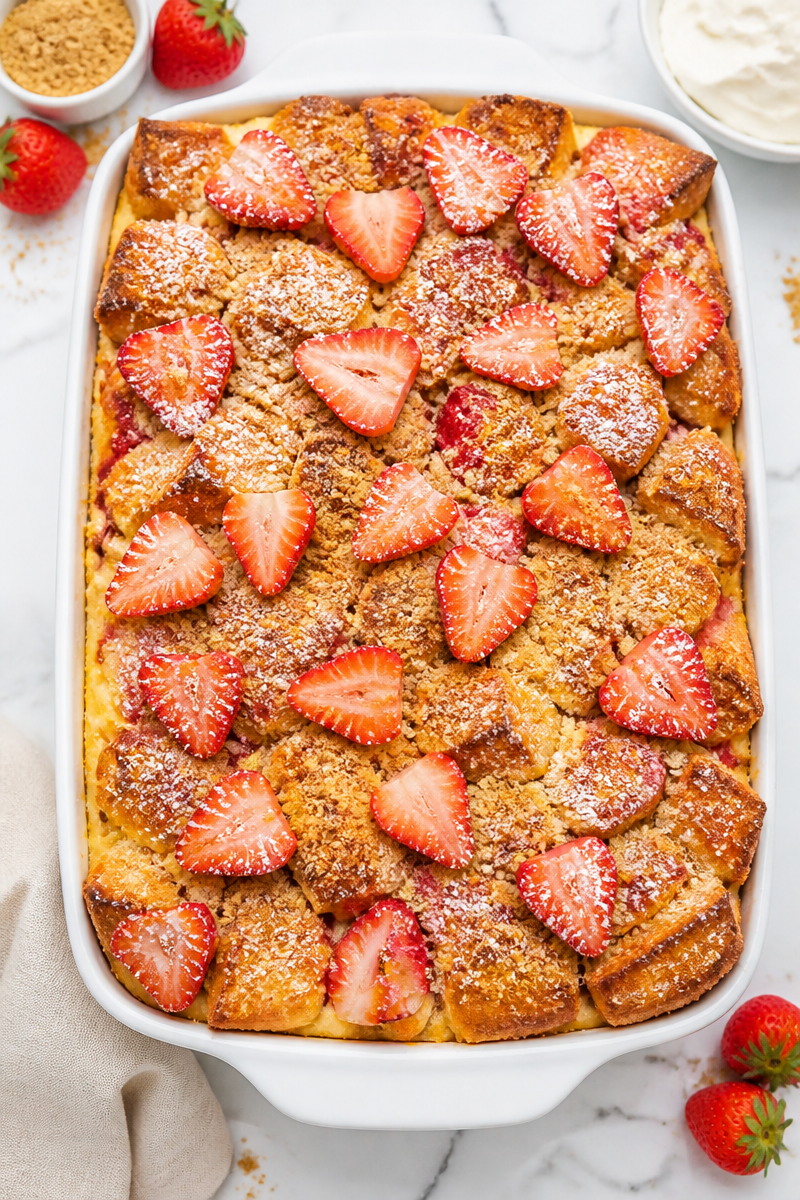 Strawberry Cheesecake French Toast Bake with Graham Cracker Crust Strawberry Cheesecake French Toast Bake with Graham Cracker Crust
