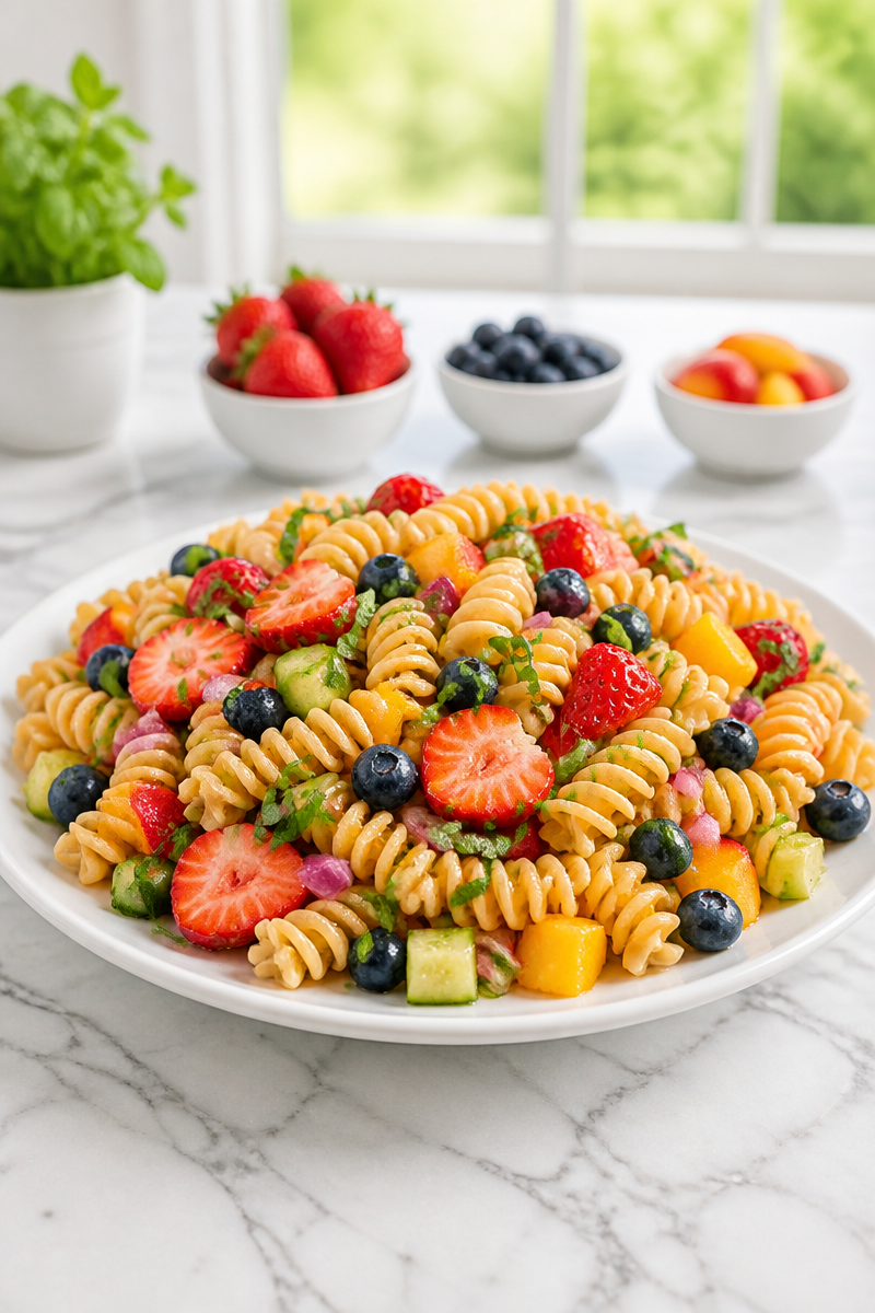 Summer Fruit Pasta Salad with Honey Glaze Summer Fruit Pasta Salad with Honey Glaze