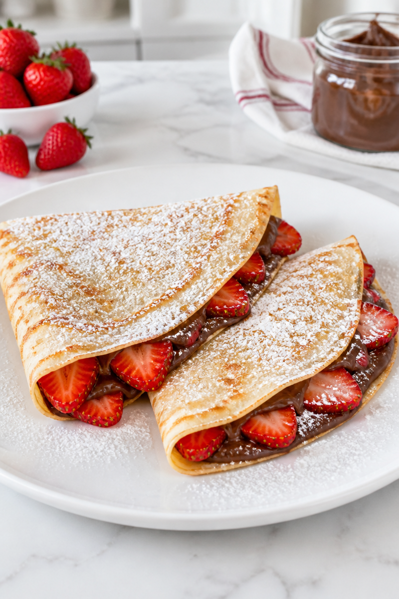 Sweet Strawberry And Nutella Filled Crepe Breakfast Sweet Strawberry And Nutella Filled Crepe Breakfast
