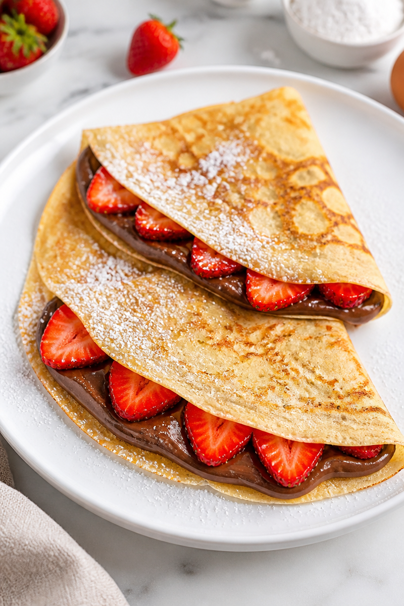 Sweet Strawberry And Nutella Filled Crepe Breakfast Sweet Strawberry And Nutella Filled Crepe Breakfast